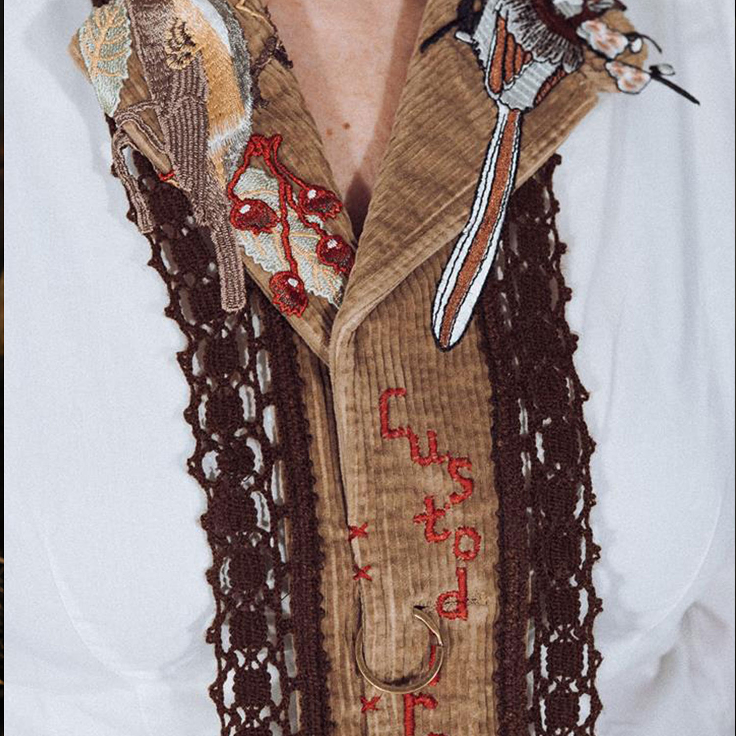CUSTODIA, Textile Sculpture Collar, anti-hunting poster, Reclaim collection