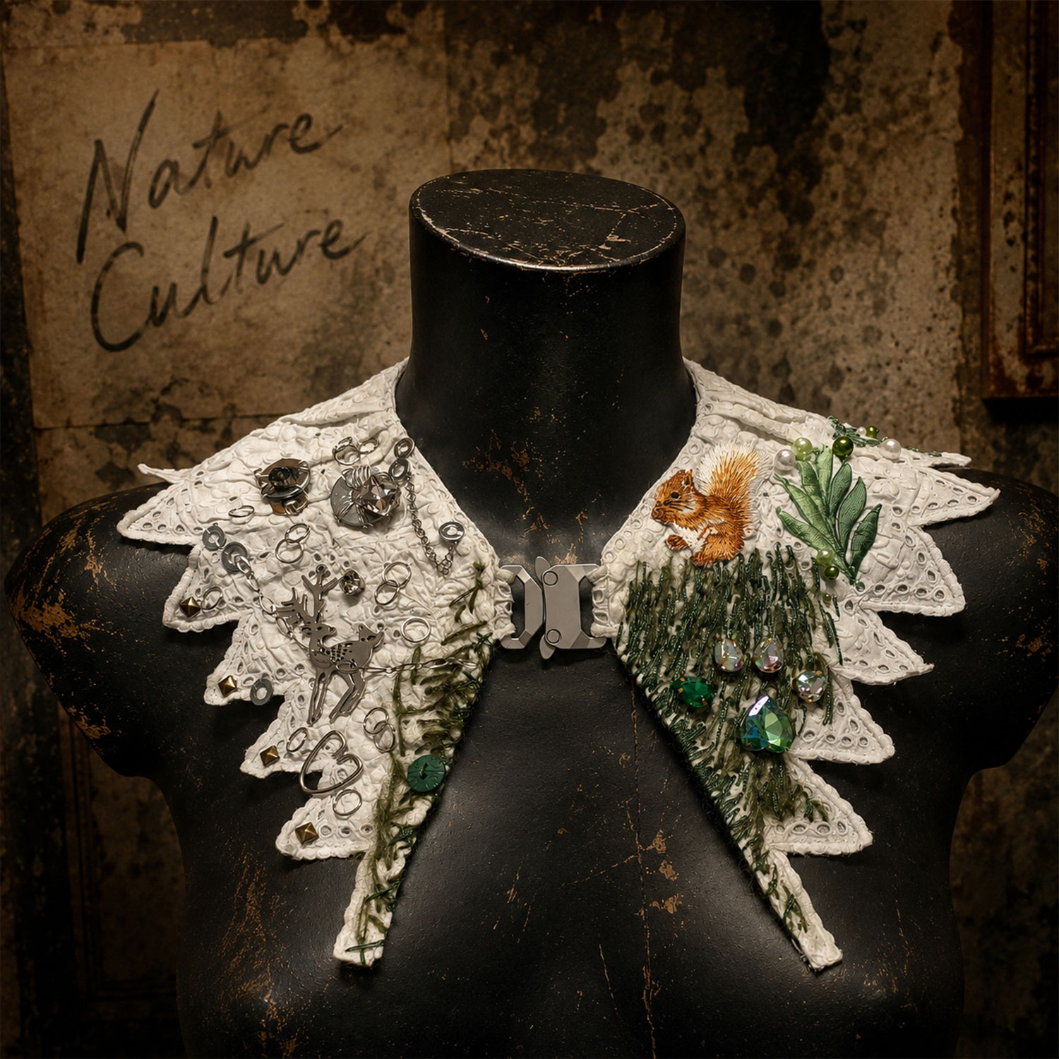 Nature Culture, Textile Sculpture Collar, Reclaim Collection