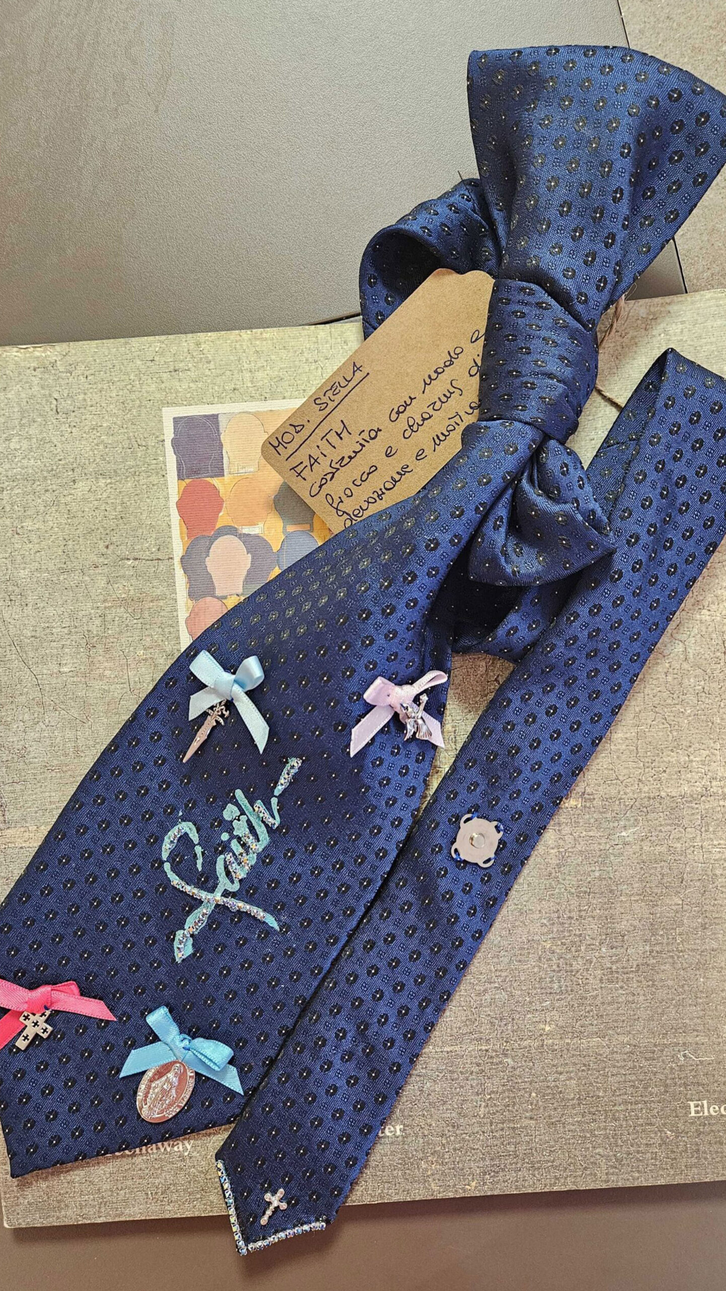 Faith, Silk Jewelry Tie with Devotional Charms